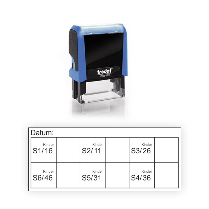 Stempel PSI Tabelle 45x20mm