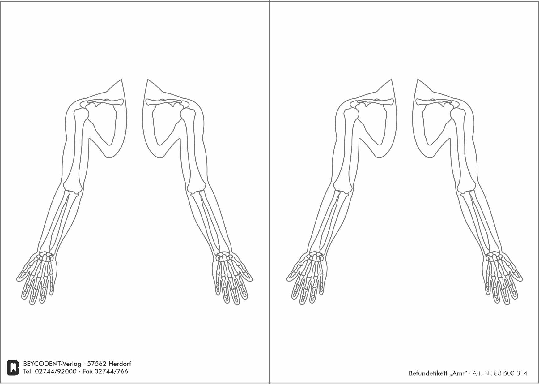 Befundetikett "Arm"