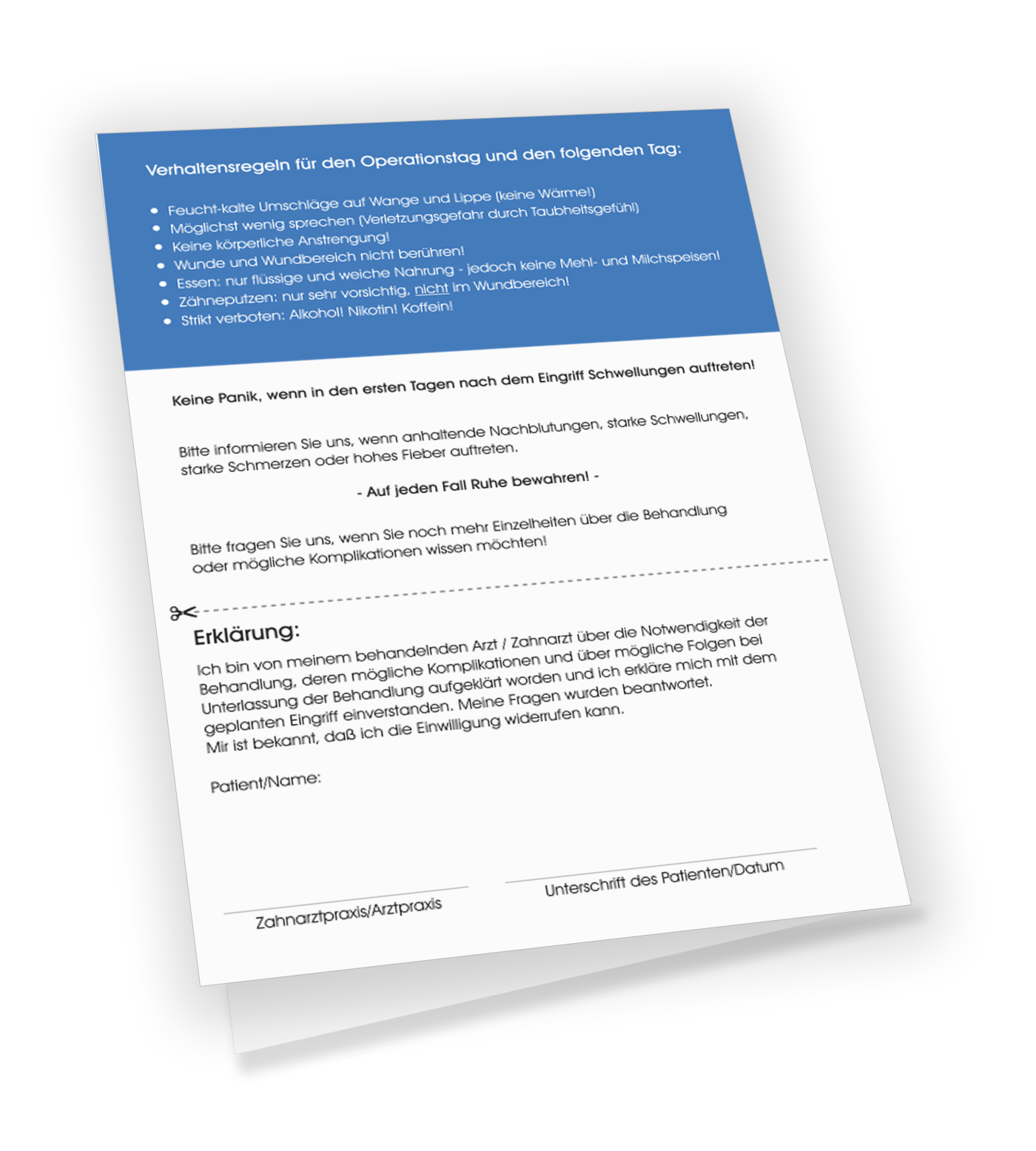 Patienten-Info Entfernung einer Wurzelspitze
