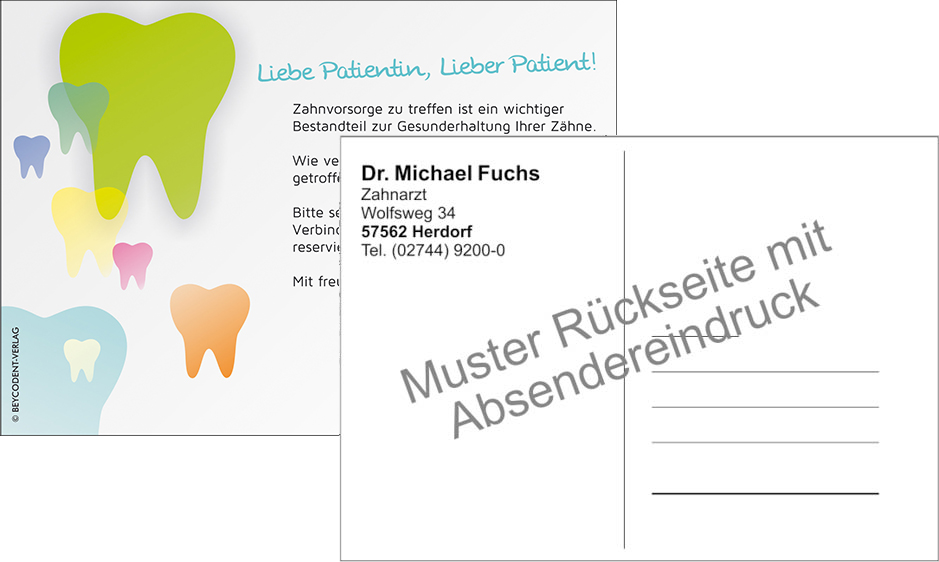 Zahnvorsorgekarte mit Praxiseindruck