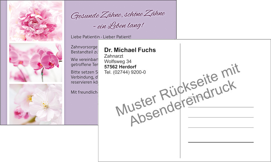 Zahnvorsorgekarte mit Praxiseindruck