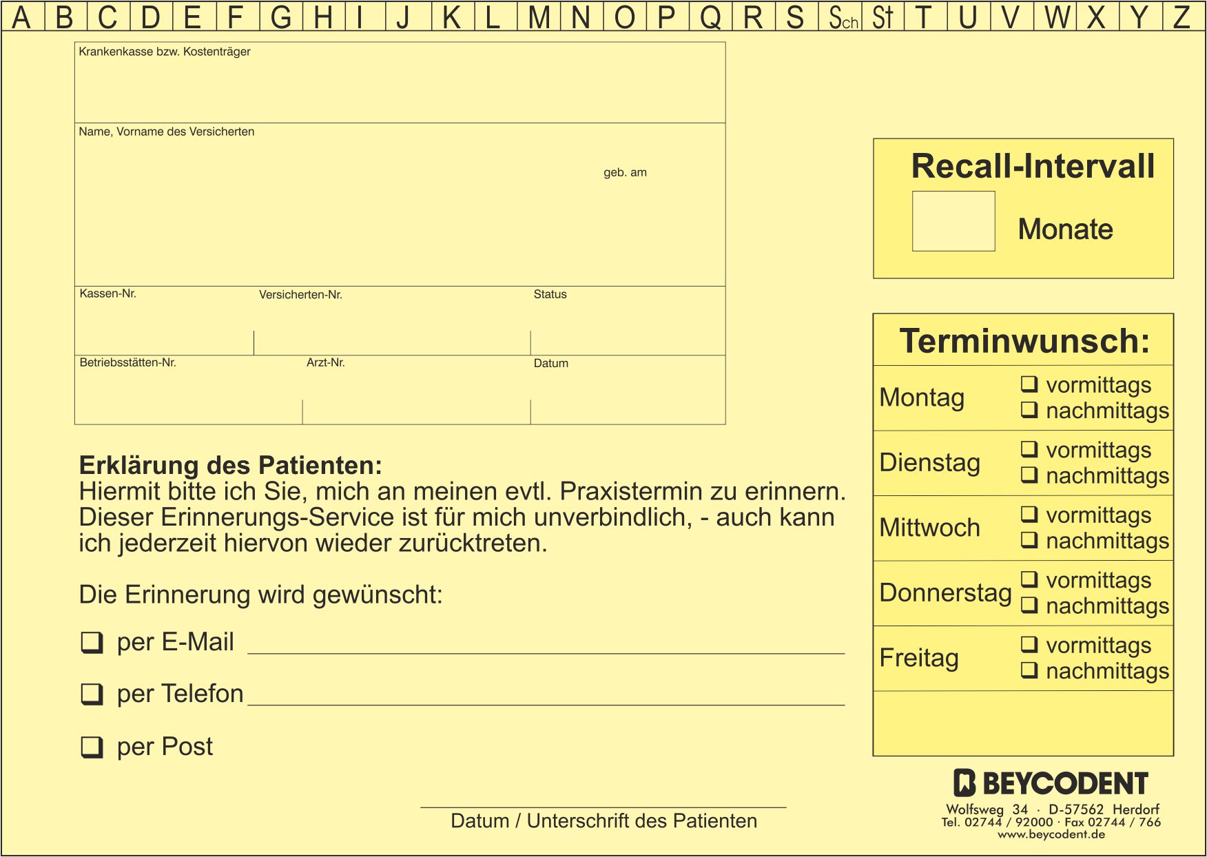 Recall-Karteikarte